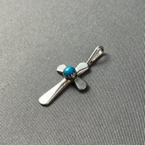 Sterling Silver and Turquoise Cross Pendant